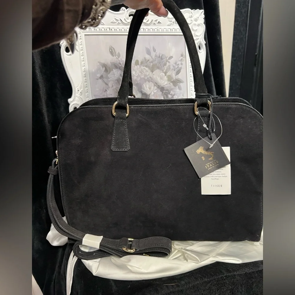 🖤CLAUDIA Made In Italy Suede Studded Annalou Satchel🖤NWT